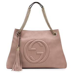 GUCCI GG logo embroidered soho disco leather tote shoulder bag